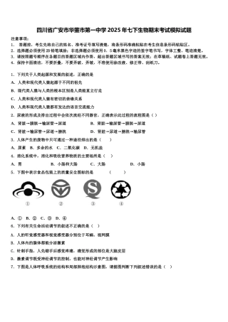 四川省广安市华蓥市第一中学2025年七下生物期末考试模拟试题含解析