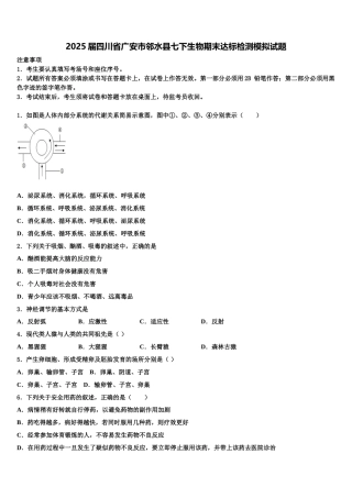 2025届四川省广安市邻水县七下生物期末达标检测模拟试题含解析