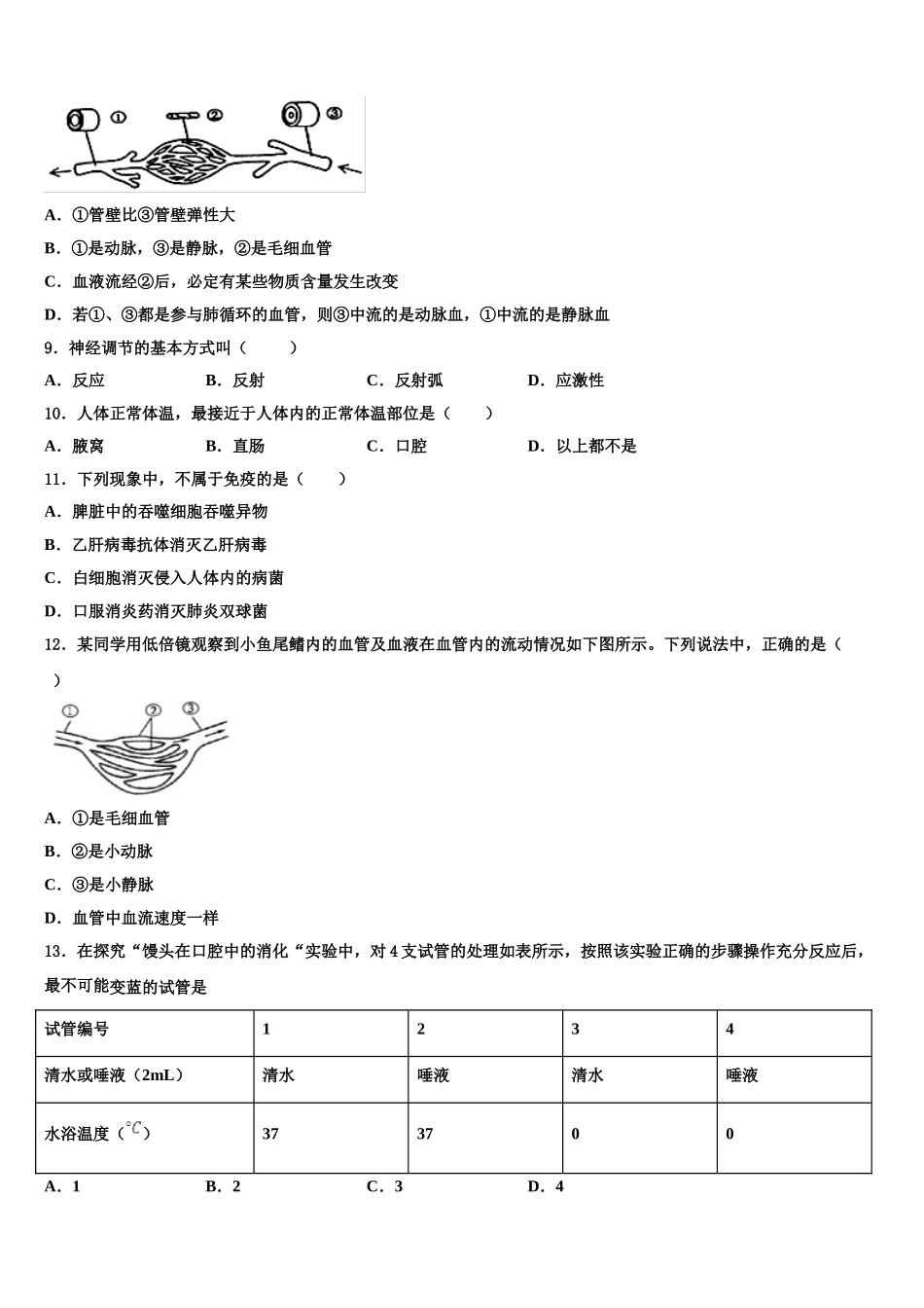 2024-2025学年四川省成都市锦江区生物七下期末达标检测模拟试题含解析_第2页