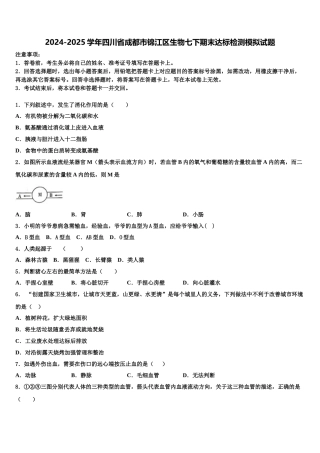 2024-2025学年四川省成都市锦江区生物七下期末达标检测模拟试题含解析