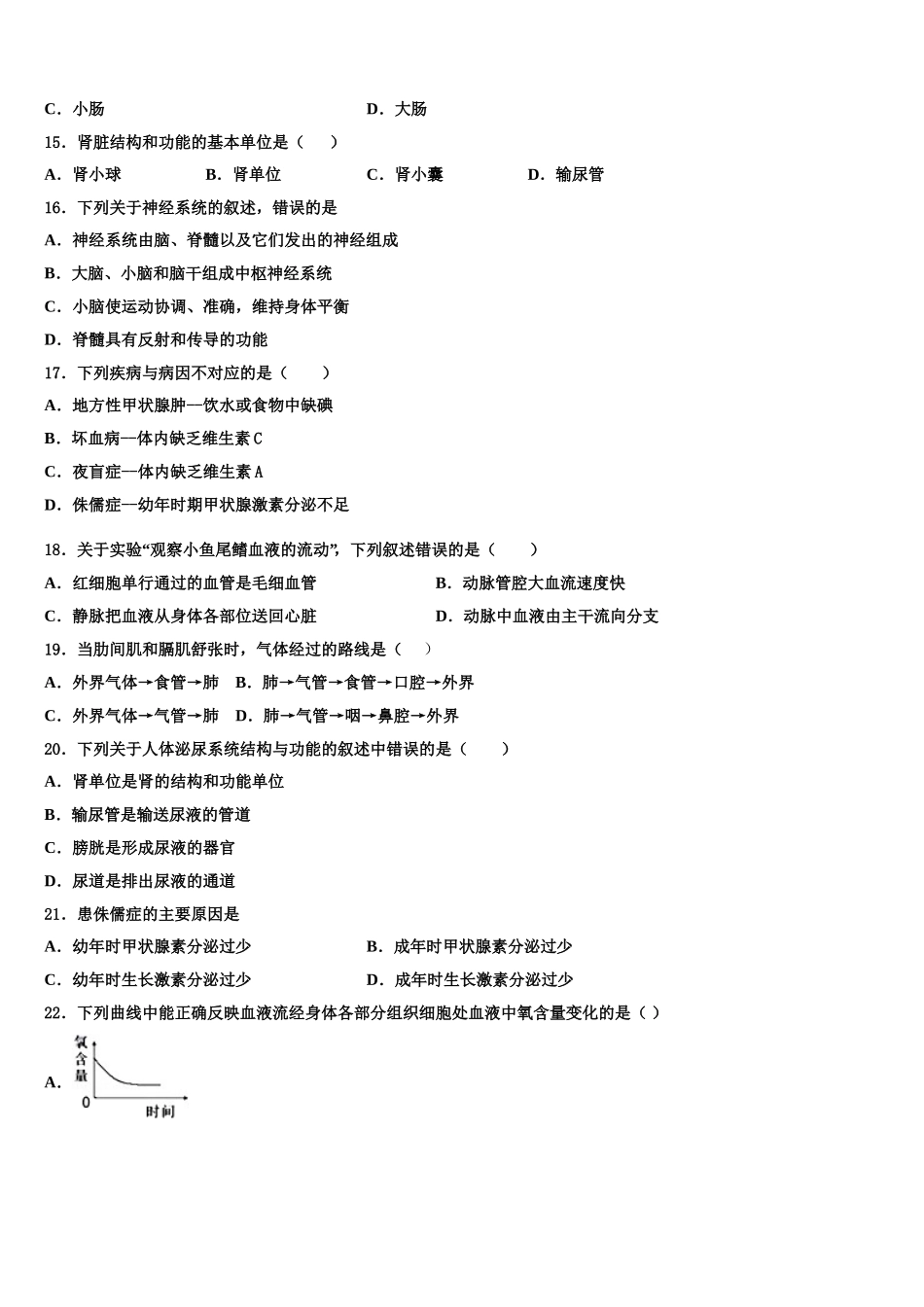 广元市重点中学2024-2025学年生物七年级第二学期期末学业水平测试模拟试题含解析_第3页