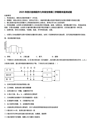 2025年四川省绵阳市七年级生物第二学期期末监测试题含解析