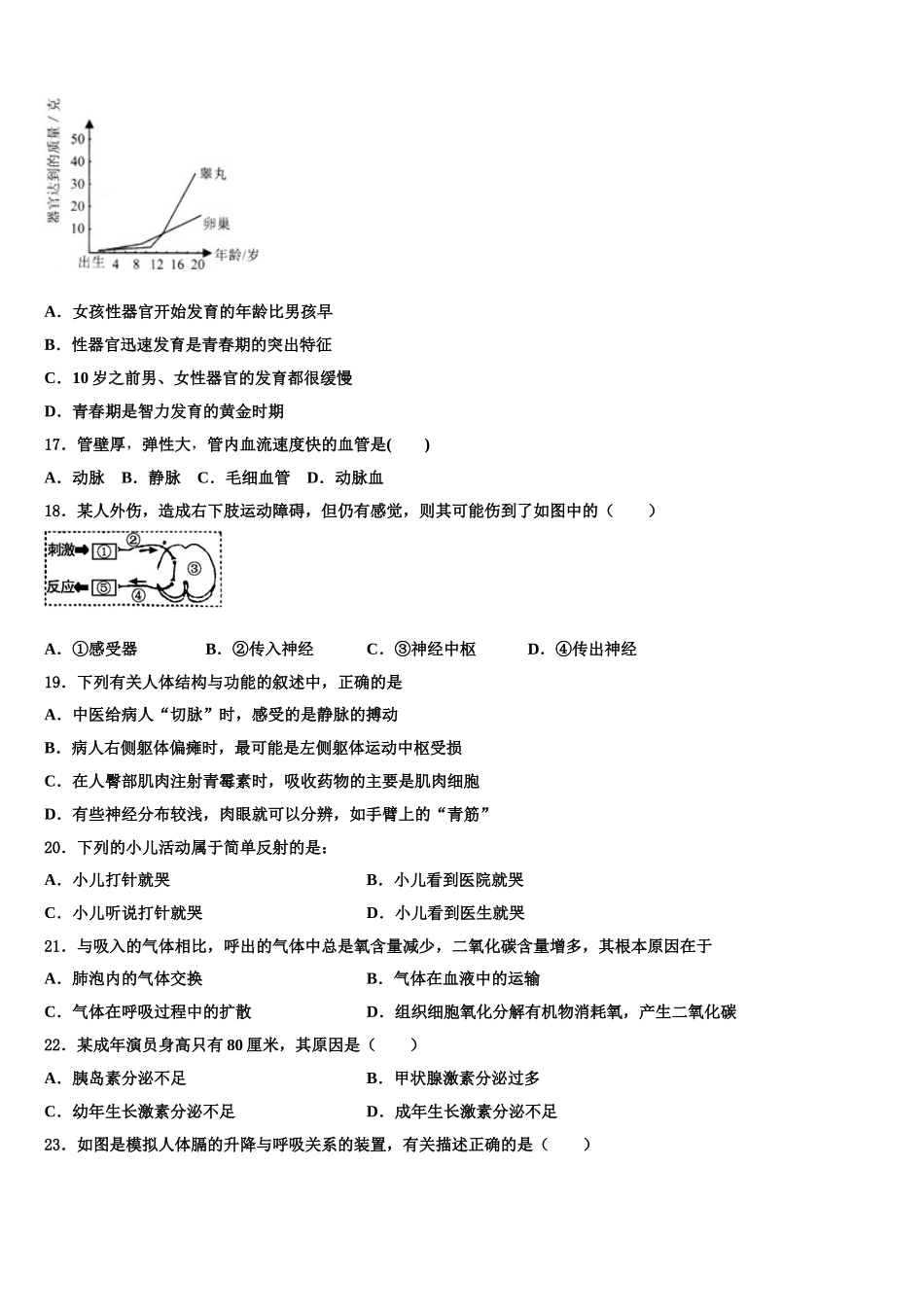 2025届四川省成都市天府新区生物七下期末学业水平测试试题含解析_第3页