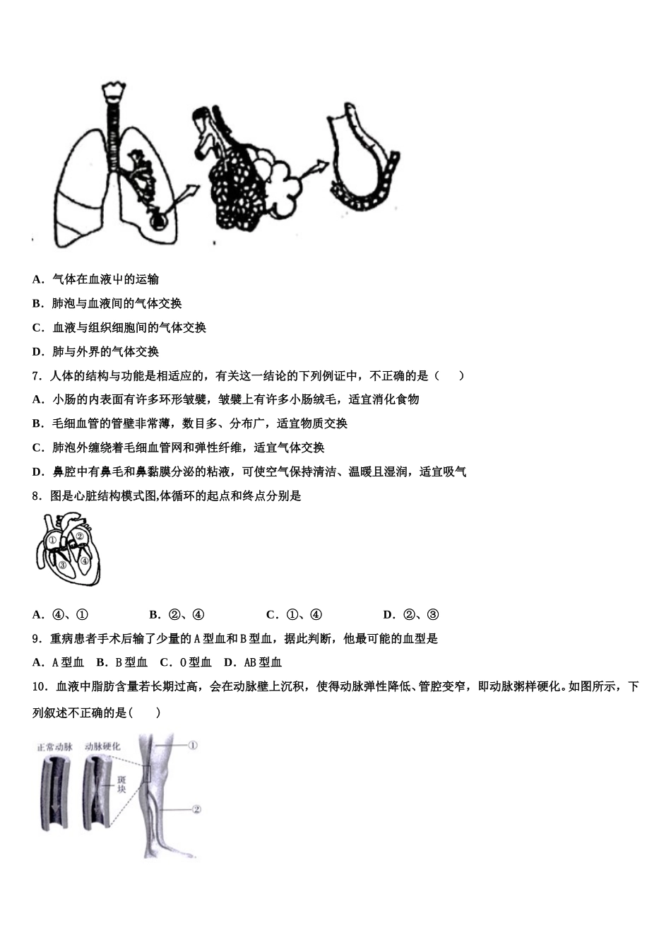 2024-2025学年四川省眉山市龙正区生物七年级第二学期期末检测模拟试题含解析_第2页