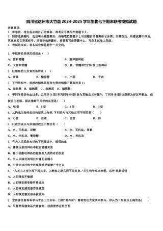 四川省达州市大竹县2024-2025学年生物七下期末联考模拟试题含解析