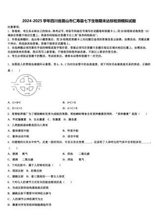 2024-2025学年四川省眉山市仁寿县七下生物期末达标检测模拟试题含解析