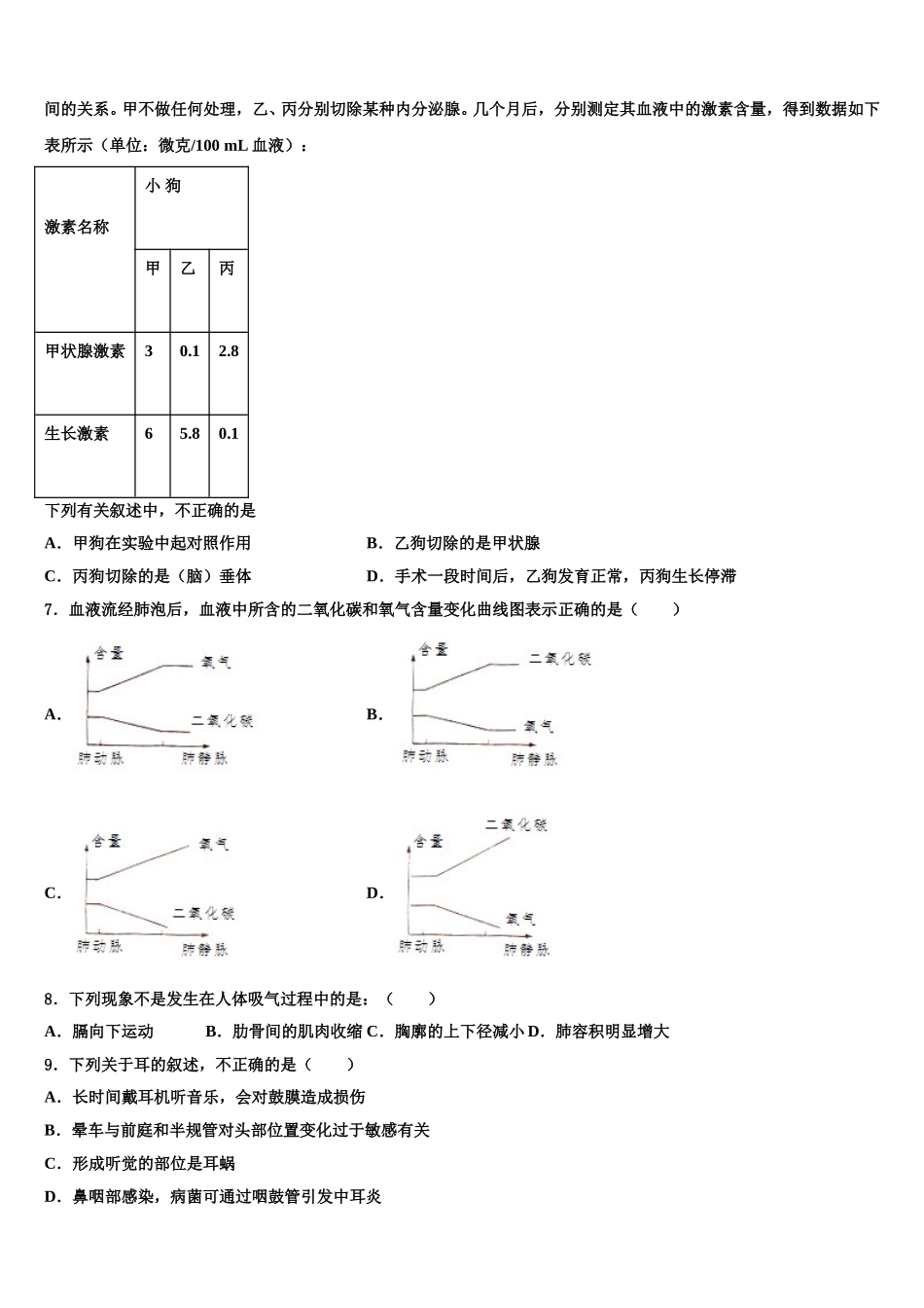 四川省师大一中学2025届生物七下期末调研模拟试题含解析_第2页