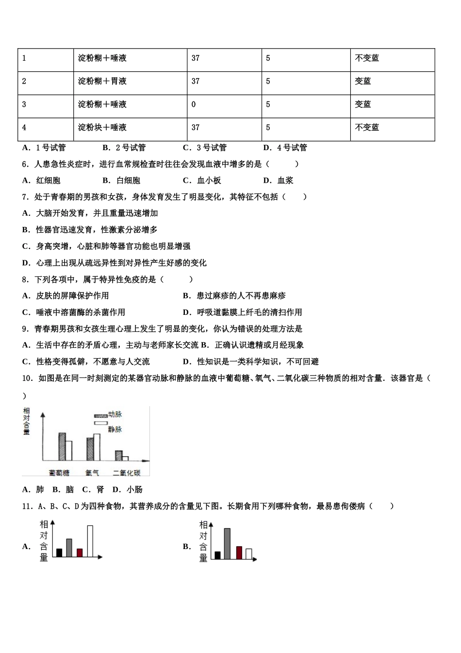 四川省自贡市2025届生物七下期末考试模拟试题含解析_第2页