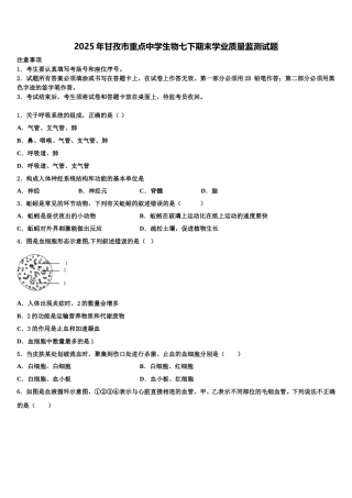 2025年甘孜市重点中学生物七下期末学业质量监测试题含解析
