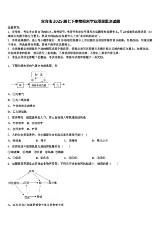 宜宾市2025届七下生物期末学业质量监测试题含解析