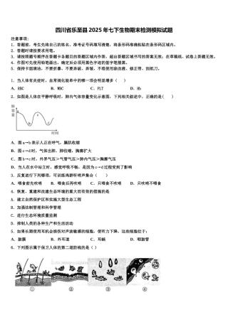 四川省乐至县2025年七下生物期末检测模拟试题含解析
