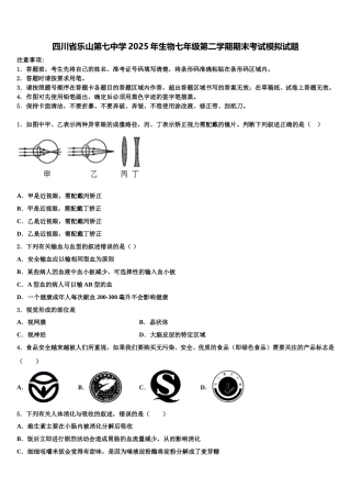 四川省乐山第七中学2025年生物七年级第二学期期末考试模拟试题含解析