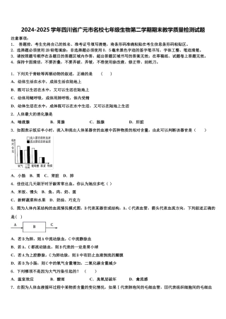 2024-2025学年四川省广元市名校七年级生物第二学期期末教学质量检测试题含解析