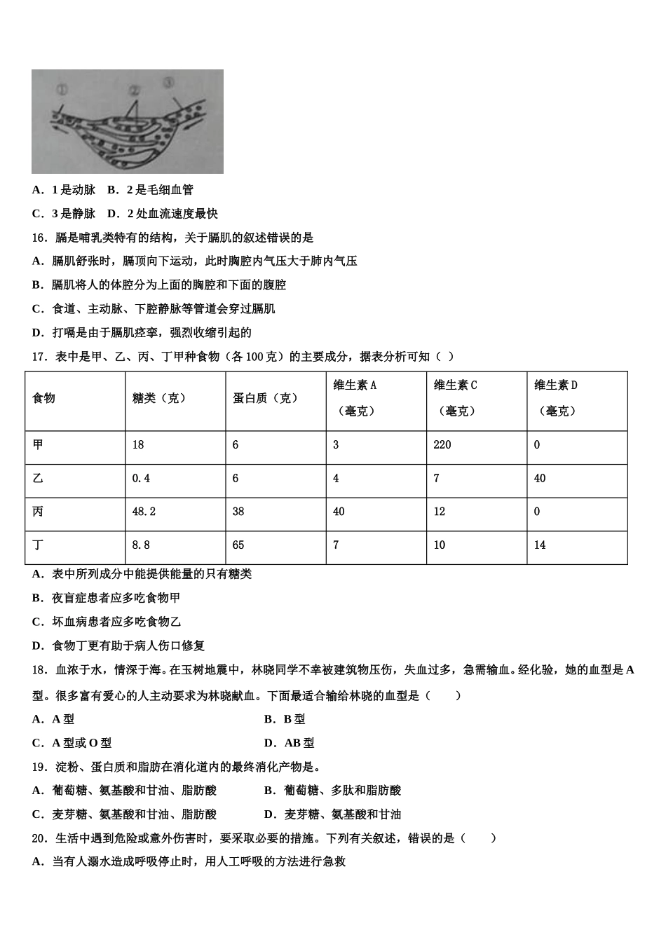 四川省江油市五校2025年生物七下期末综合测试模拟试题含解析_第3页