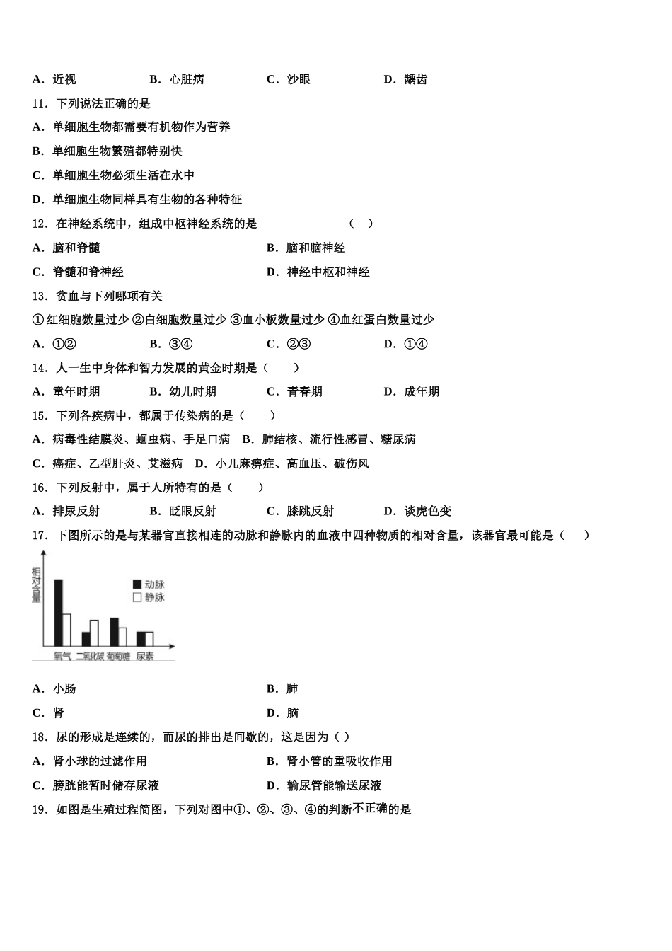 四川省成都市外国语学校2025年七年级生物第二学期期末质量跟踪监视试题含解析_第2页