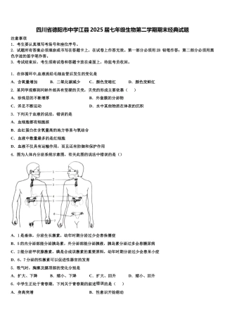 四川省德阳市中学江县2025届七年级生物第二学期期末经典试题含解析