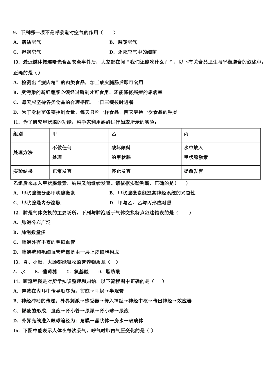2025届四川省广元市万达中学生物七下期末质量跟踪监视试题含解析_第3页