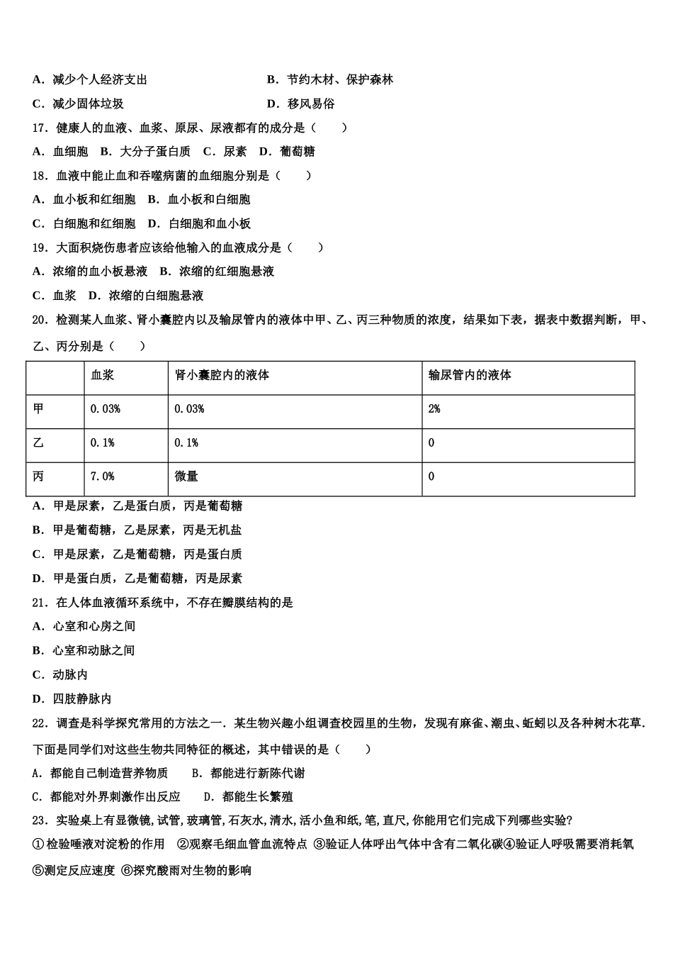 四川省眉山市仁寿县2025年七年级生物第二学期期末复习检测模拟试题含解析_第3页