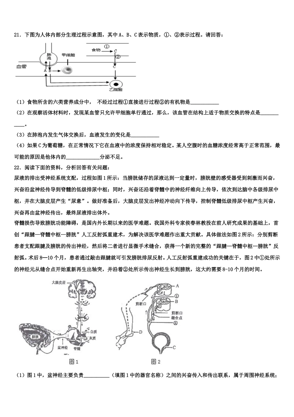 四川省巴中学2025届生物七年级第二学期期末学业水平测试试题含解析_第3页