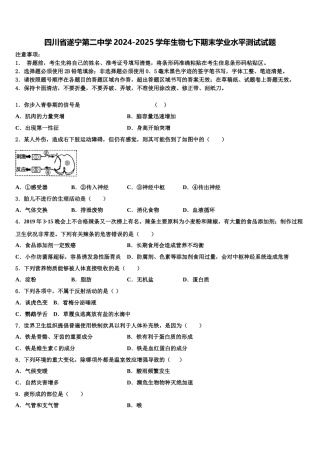 四川省遂宁第二中学2024-2025学年生物七下期末学业水平测试试题含解析