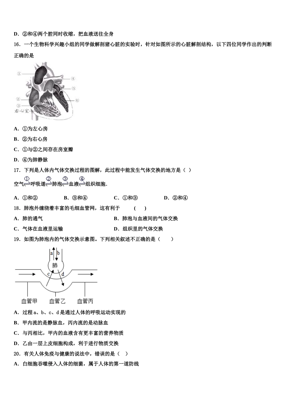 2025届四川省自贡市富顺县生物七下期末学业水平测试模拟试题含解析_第3页