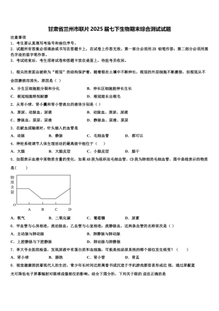 甘肃省兰州市联片2025届七下生物期末综合测试试题含解析