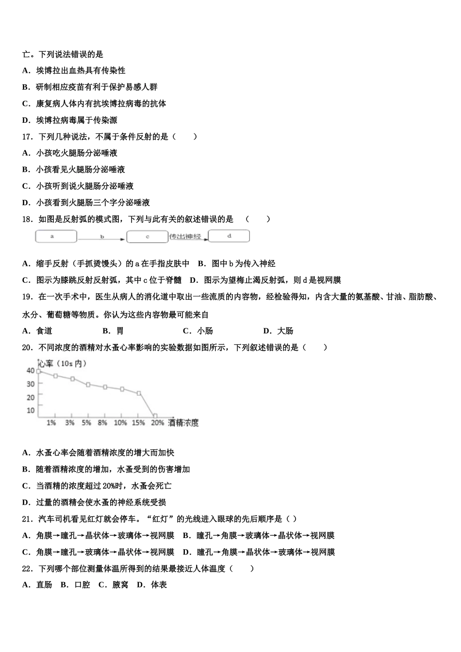 2024-2025学年甘肃省兰州市第五十五中学生物七下期末学业质量监测模拟试题含解析_第3页