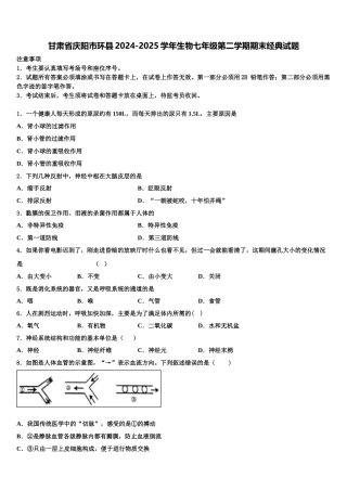 甘肃省庆阳市环县2024-2025学年生物七年级第二学期期末经典试题含解析