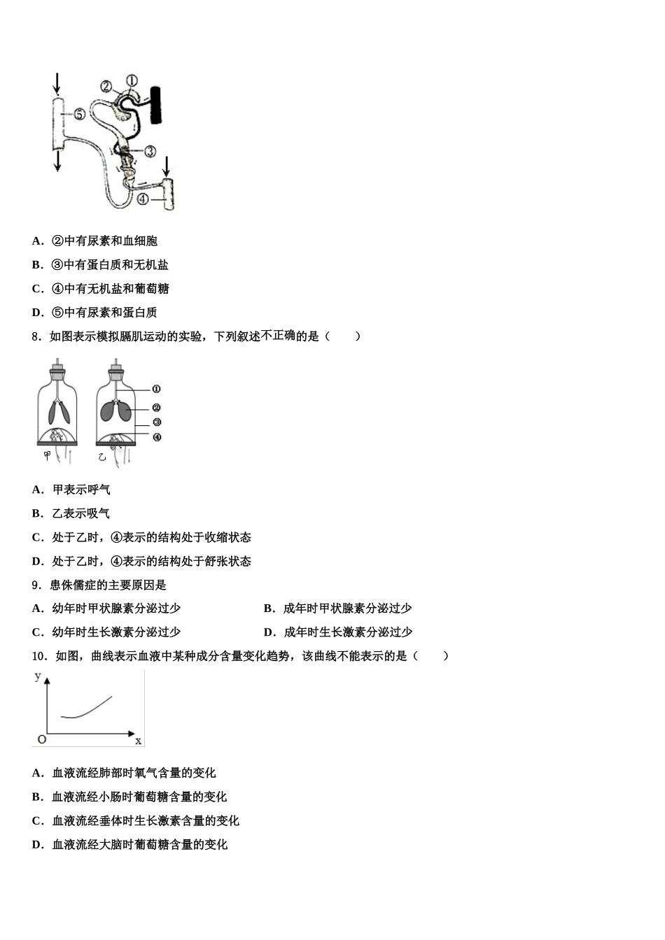 甘肃省东乡族自治县2025届七下生物期末质量跟踪监视模拟试题含解析_第2页