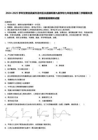 2024-2025学年甘肃省武威市凉州区永昌镇和寨九制学校七年级生物第二学期期末质量跟踪监视模拟试题含解析