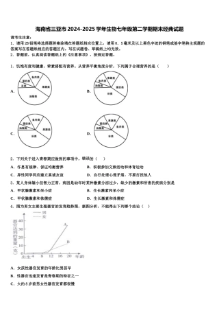 海南省三亚市2024-2025学年生物七年级第二学期期末经典试题含解析