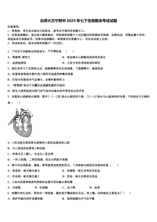 北师大万宁附中2025年七下生物期末考试试题含解析