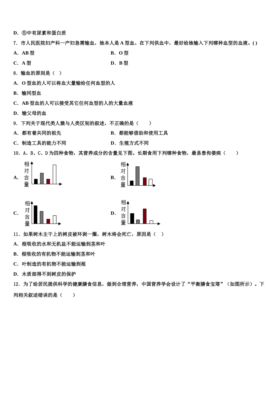 2025届海南海口市生物七下期末达标检测模拟试题含解析_第2页