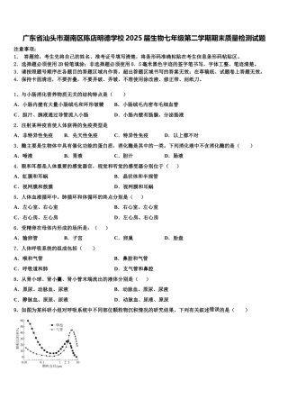 广东省汕头市潮南区陈店明德学校2025届生物七年级第二学期期末质量检测试题含解析