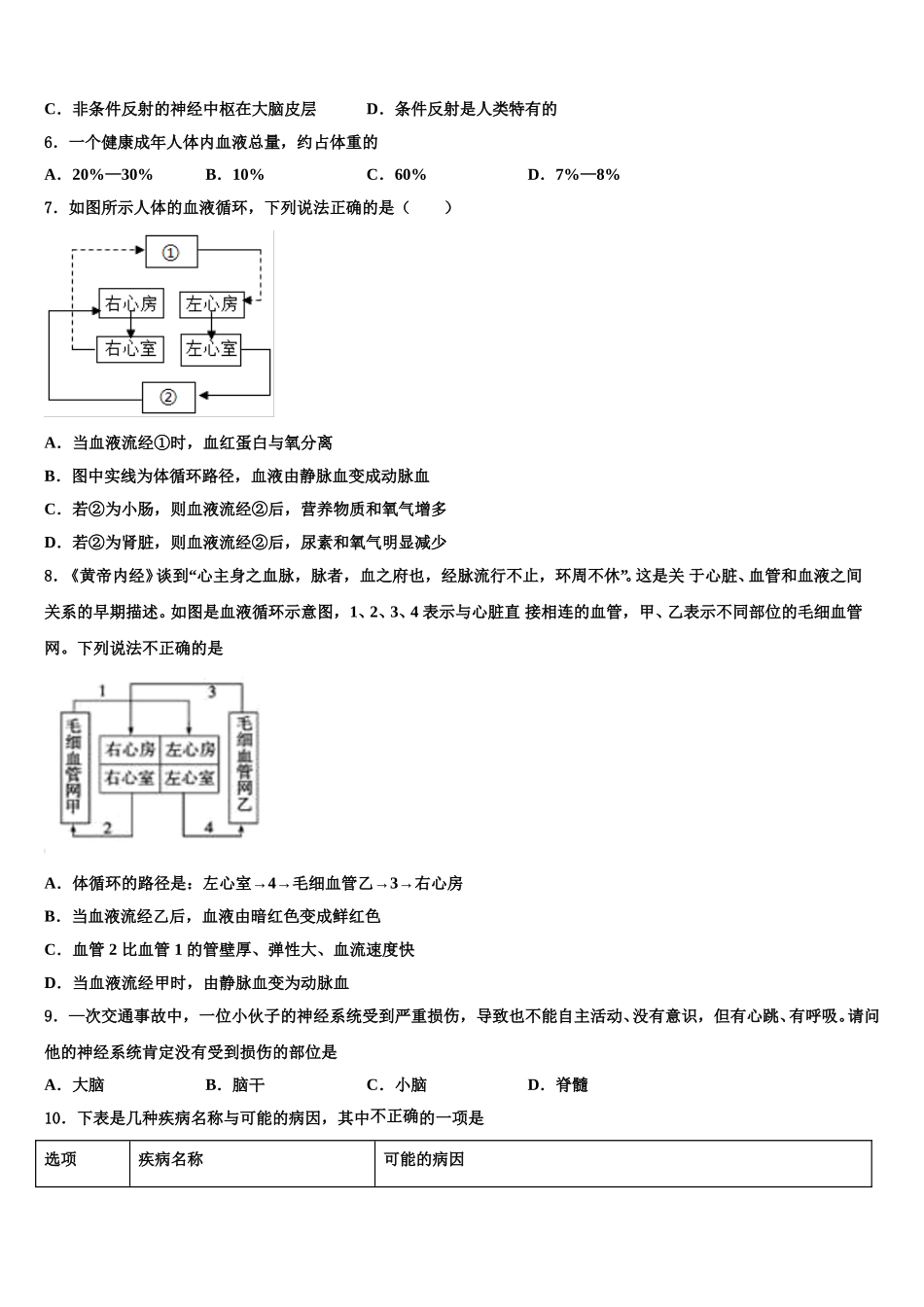 2025年广东省龙华新区生物七下期末统考模拟试题含解析_第2页