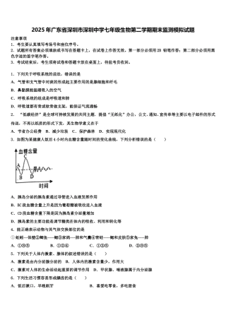 2025年广东省深圳市深圳中学七年级生物第二学期期末监测模拟试题含解析