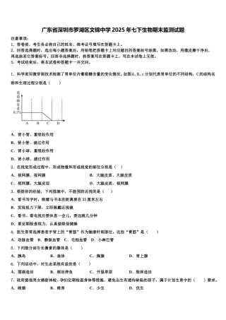 广东省深圳市罗湖区文锦中学2025年七下生物期末监测试题含解析