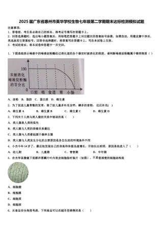 2025届广东省惠州市英华学校生物七年级第二学期期末达标检测模拟试题含解析
