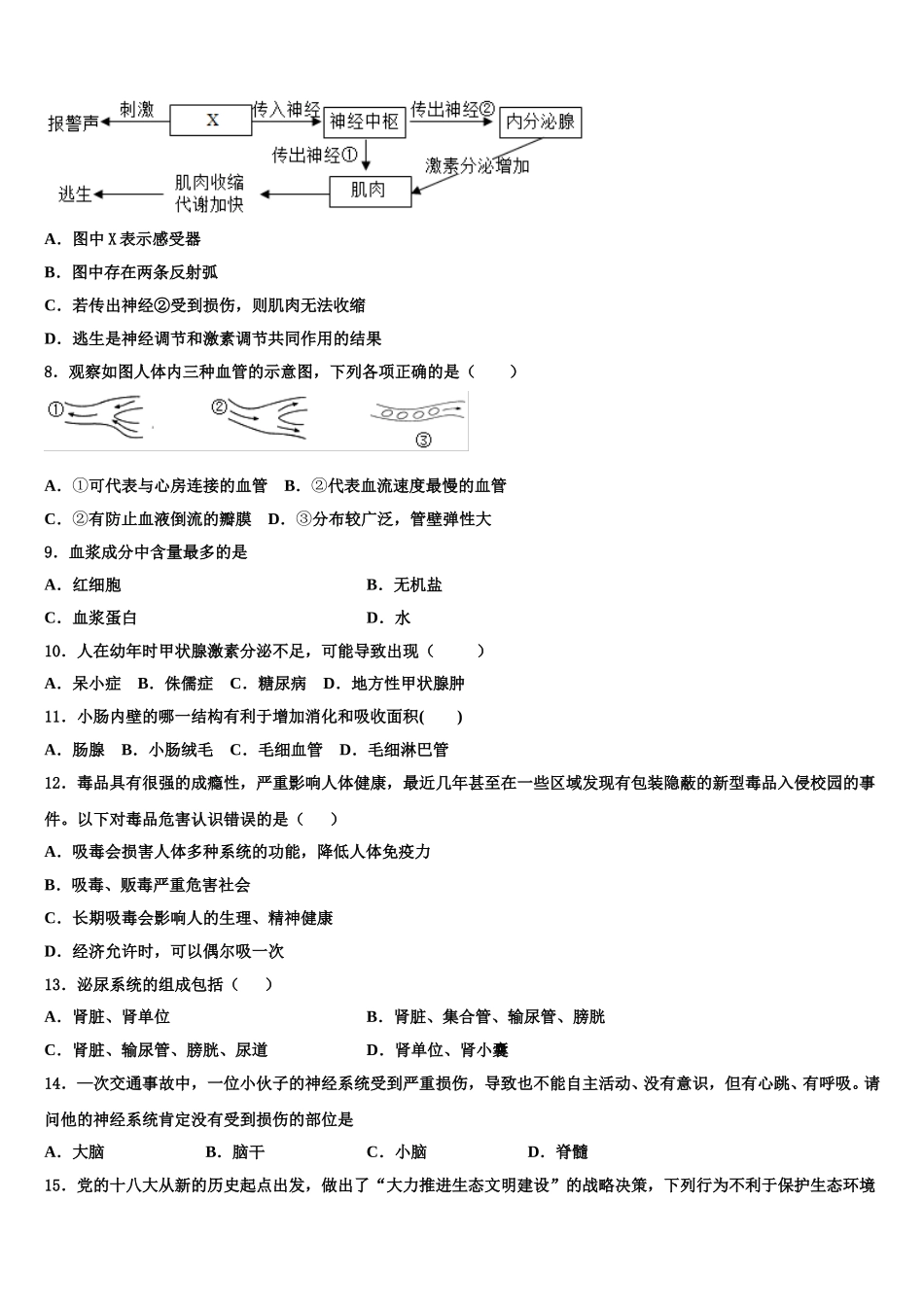 2024-2025学年广东省梅州市梅江区伯聪学校七年级生物第二学期期末联考试题含解析_第2页