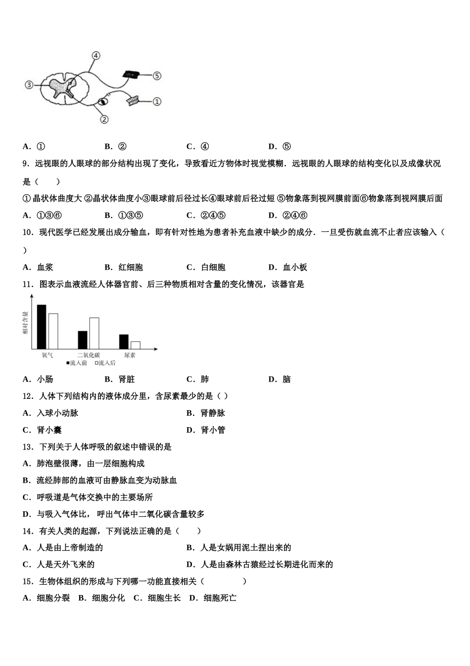 广东省佛山市名校2025年生物七年级第二学期期末学业水平测试试题含解析_第2页
