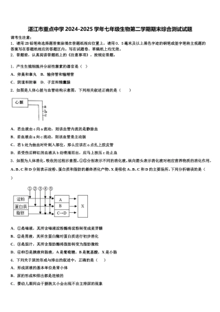 湛江市重点中学2024-2025学年七年级生物第二学期期末综合测试试题含解析