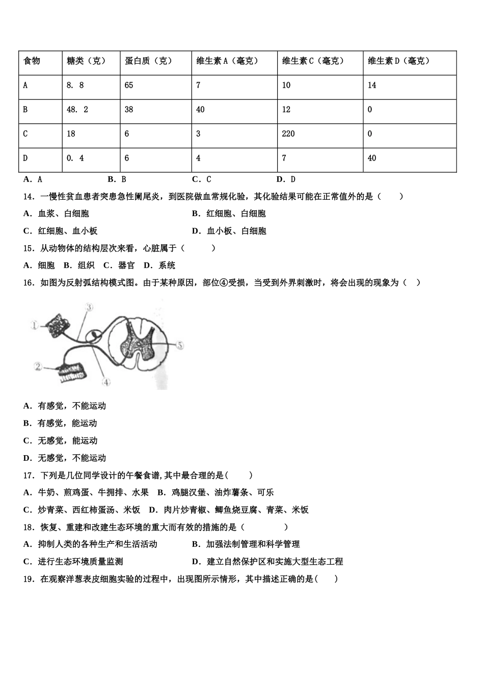 2025年广东省深圳市宝山区生物七年级第二学期期末学业水平测试试题含解析_第3页