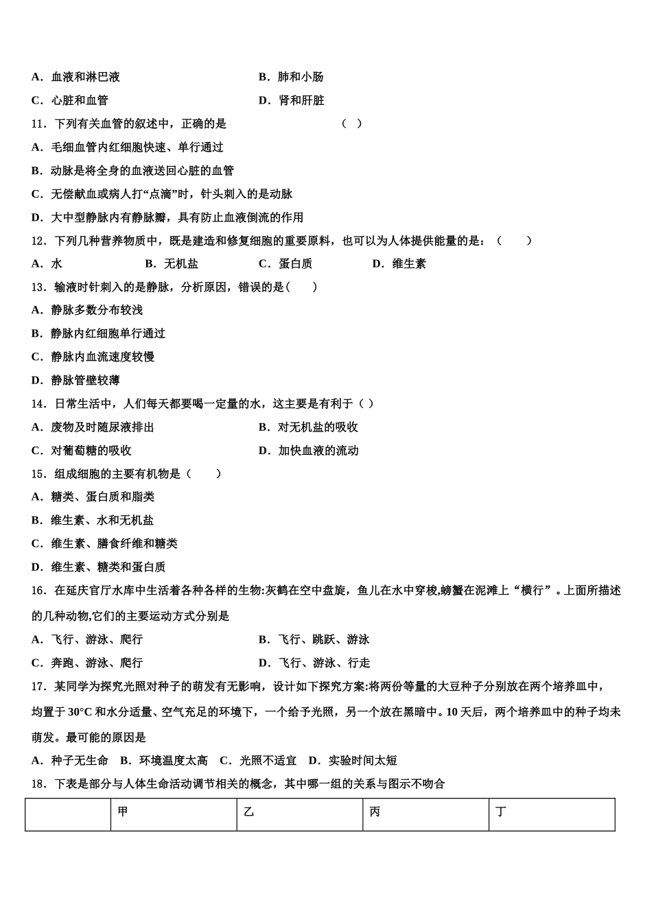 2025年广东省深圳市龙岗区龙岗街道新梓学校七年级生物第二学期期末质量跟踪监视模拟试题含解析_第3页