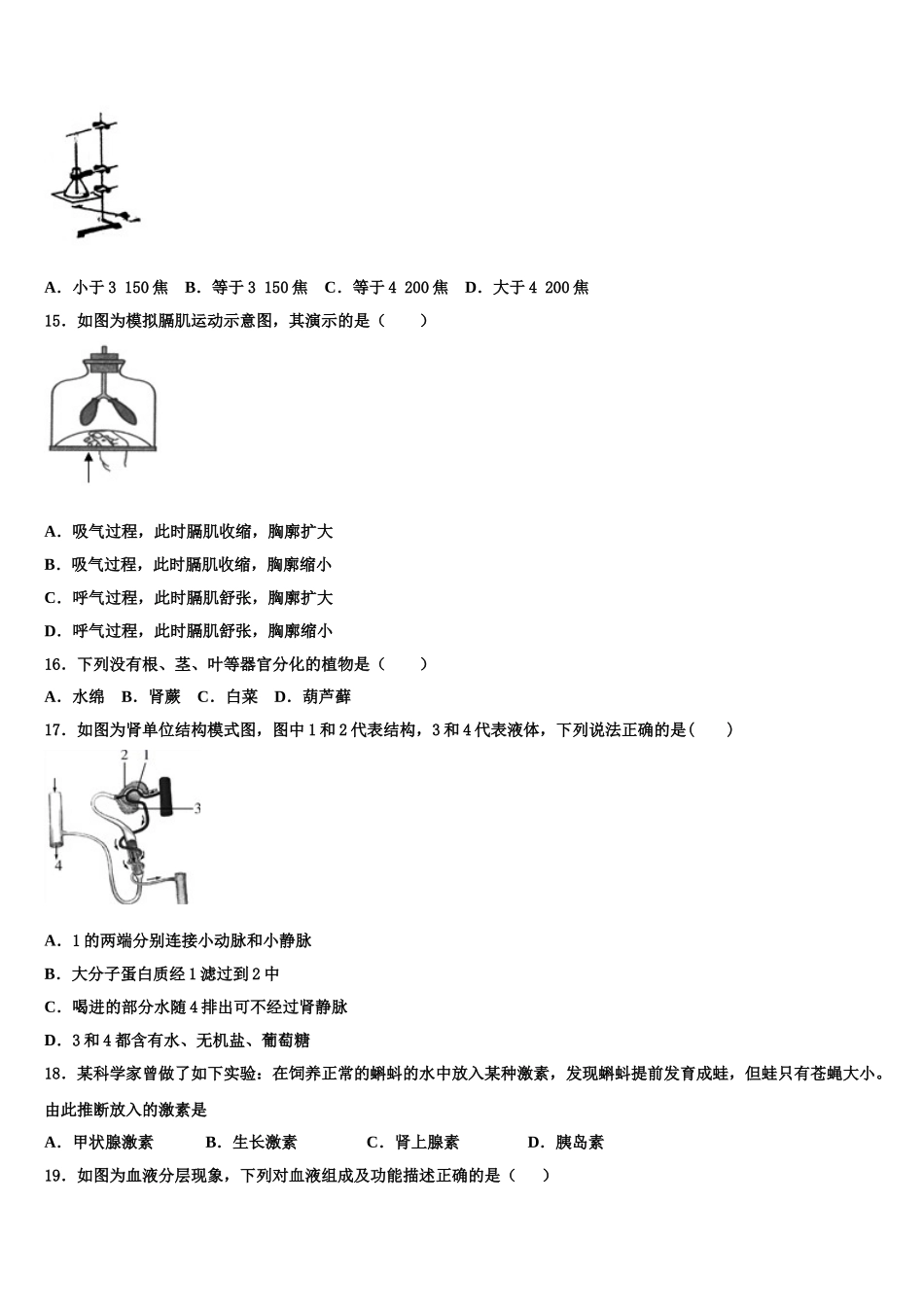 2025年广东省深圳市宝安、罗湖、福田、龙华四区七下生物期末考试模拟试题含解析_第3页