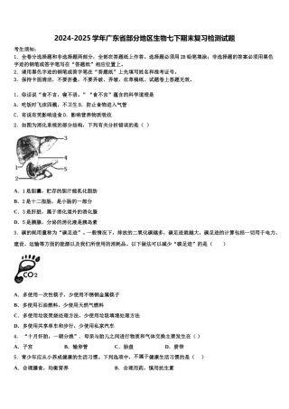 2024-2025学年广东省部分地区生物七下期末复习检测试题含解析
