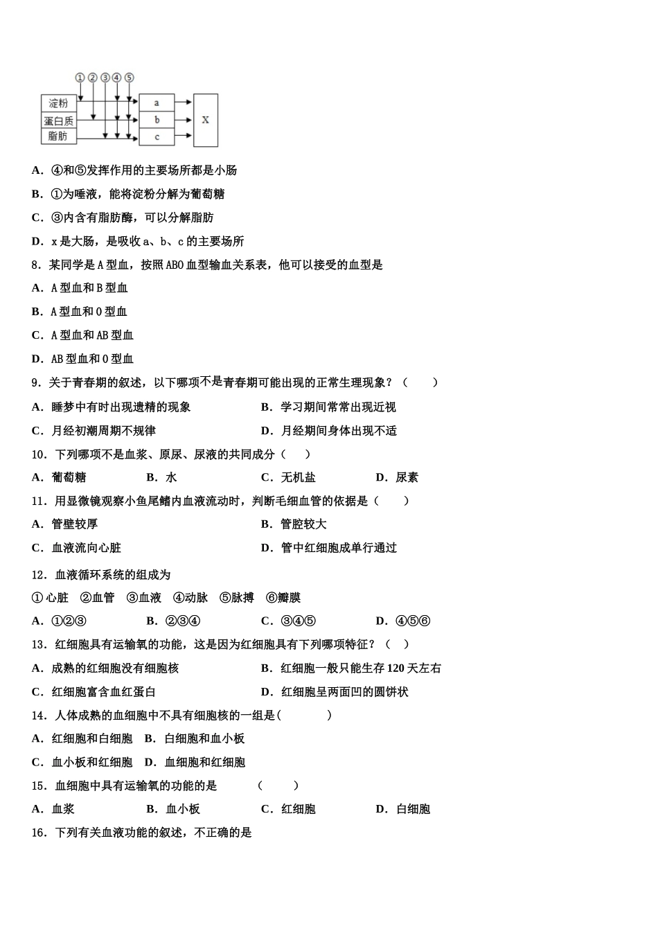 广东省汕头市2025届七年级生物第二学期期末经典试题含解析_第2页