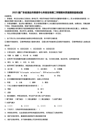 2025届广东省清远市英德市七年级生物第二学期期末质量跟踪监视试题含解析