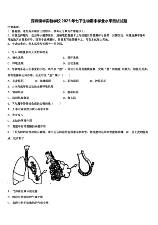 深圳锦华实验学校2025年七下生物期末学业水平测试试题含解析