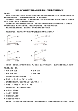2025年广东省湛江地区六校联考生物七下期末检测模拟试题含解析