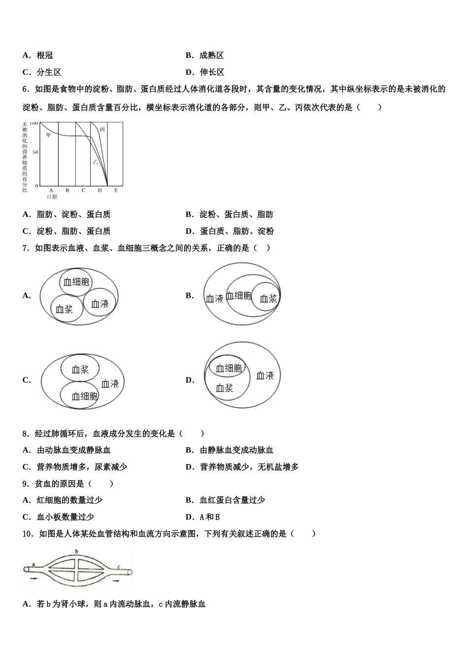 2025年广东省汕头市十四中学生物七下期末经典模拟试题含解析_第2页